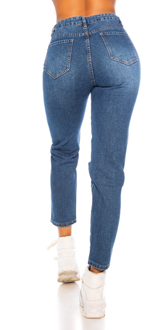 Highwaist Jeans mit Rissen MOM FIT Blue